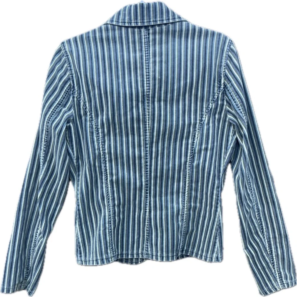 GUESS Vintage 90s Women’s Corduroy Jacket Blue/Green/Cream Stripes Size Large - Picture 2 of 3